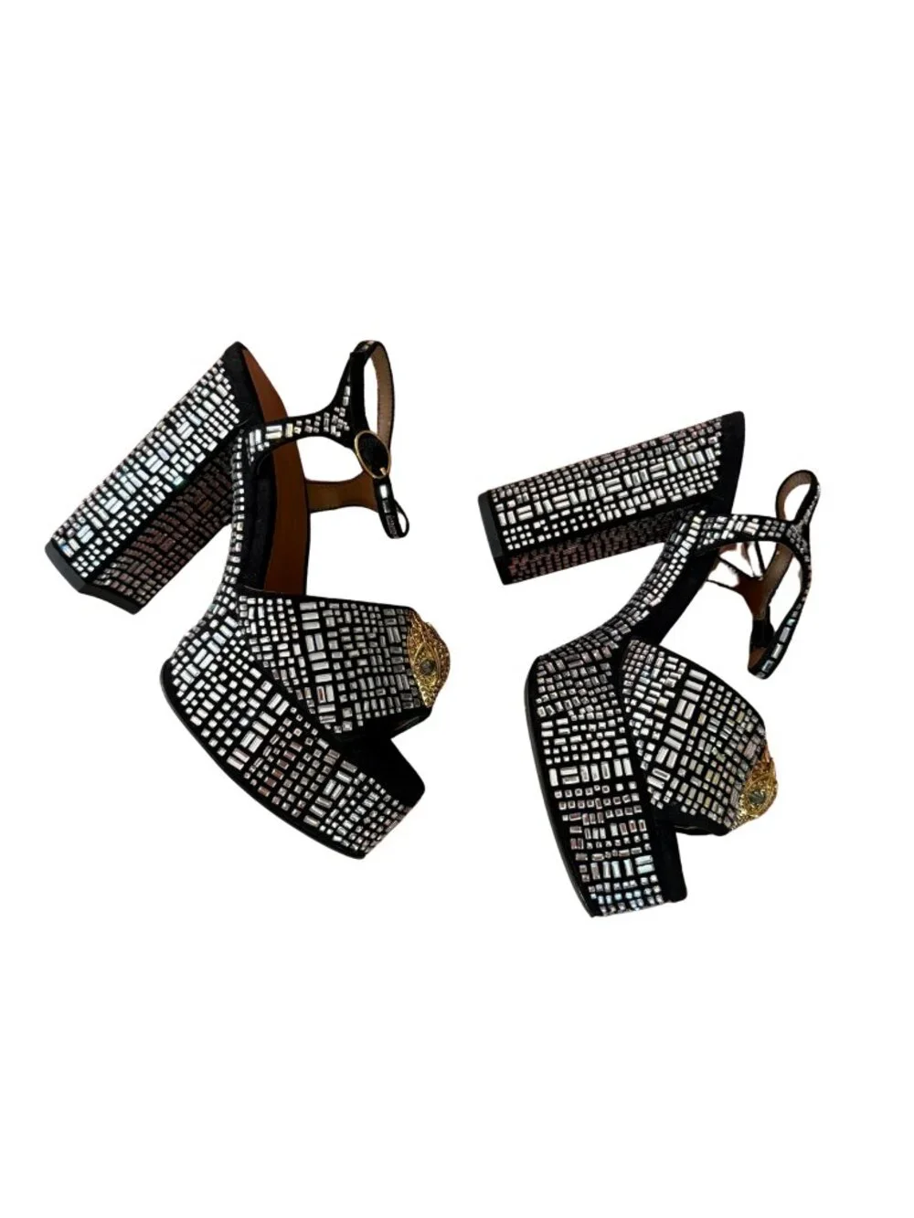 KURT GEIGER Kensington Platform Heel Crystal Black EUC $245 Sz 36
